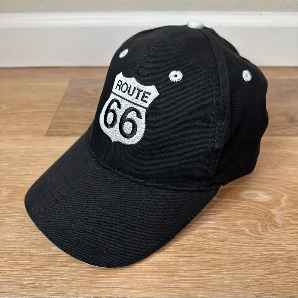 Route 66 Embroidered Black Adjustable Hat
